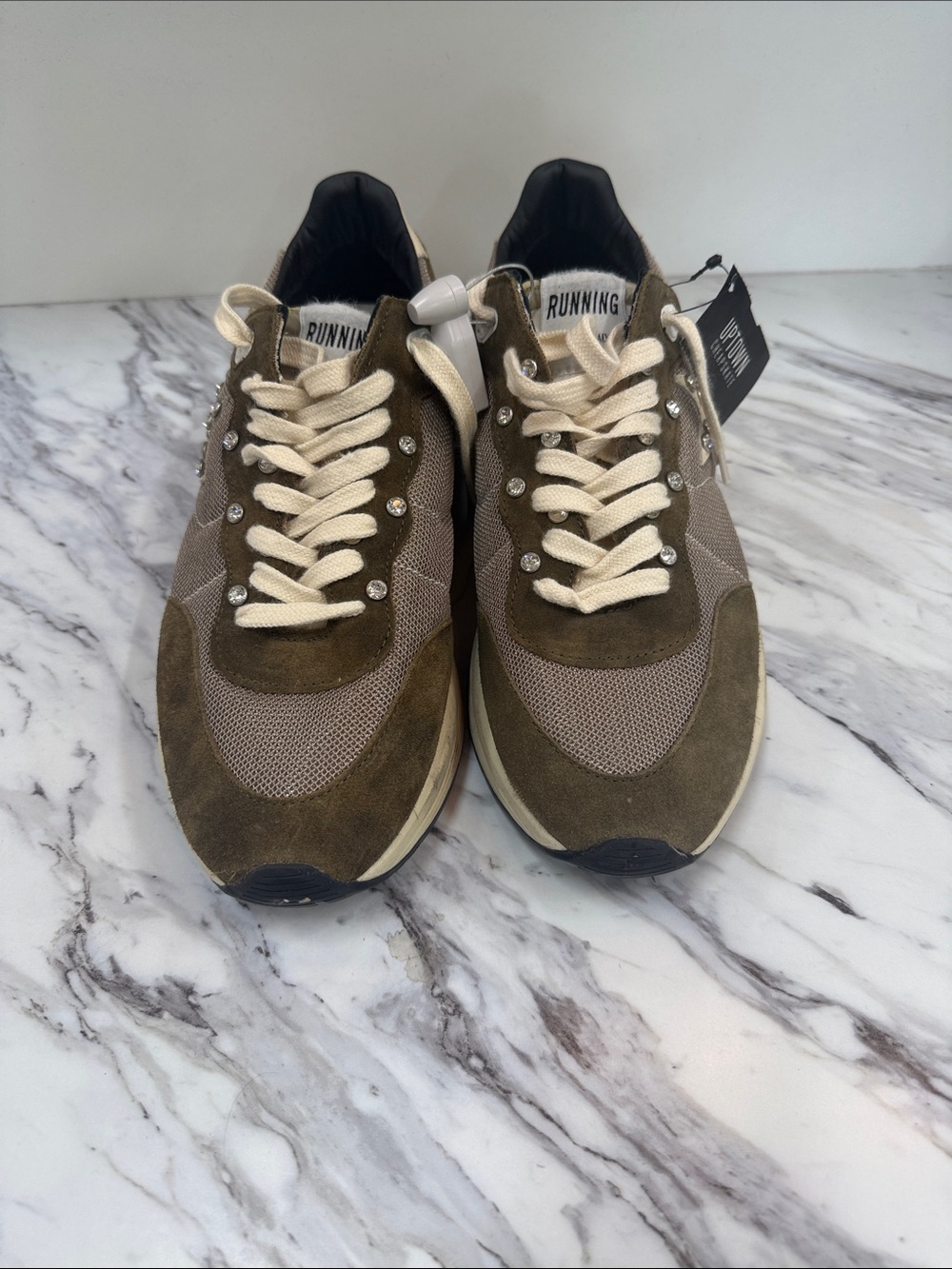 Golden Goose Olive and Cream Men's Running Sneakers